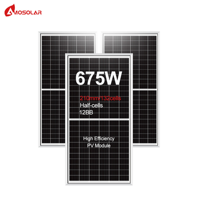 Amosolar Half Cut Mono 645w 650w 655w 660w 665w 670w 675w Panel solar para el techo