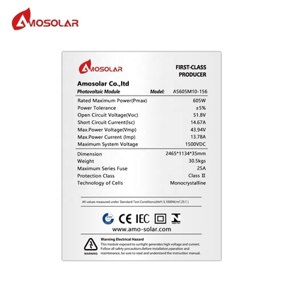 Amosolar semicelulares PERC Panel solar de grado A 590 Watt 595 Watt 600 Watt para pedidos OEM