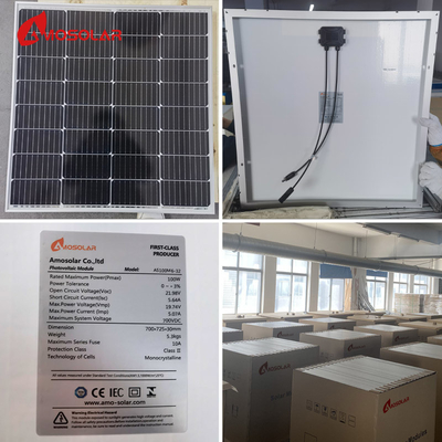 80W 90W 100W 110W 120W Mini Panel Solar para AS100M6-32 Corriente de potencia máxima Imp 5.07