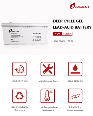 Carritos de golf Amosolar 12V 100Ah 150Ah 200Ah 250Ah Batería de ácido de plomo de gel para 6000 ciclo de vida