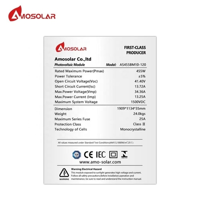 Amosolar 440W 450W 460W 1000W Panel solar monocristalino con caja de unión IP68