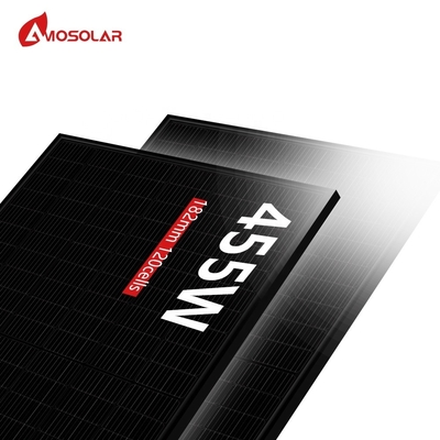 Clasificación IP68 Caja de unión Amosolar 440w 445w 450w 455w Medias celdas módulo fotovoltaico negro completo