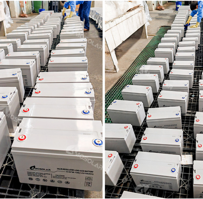 Batería solar Amosolar 12V Gel 100Ah 150Ah 200Ah 250Ah para almacenamiento a temperatura ambiente