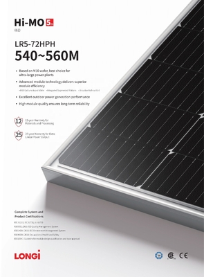 Longi Himo 5 Explorer LR5 72HGD 585W 590W 600W Paneles solares bifaciales para estándares