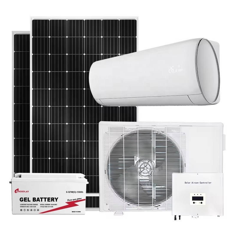 DC AC DUAL POWER 9000 BTU Amosolar Residencial Aire acondicionado solar con panel solar de refrigeración libre en el sol