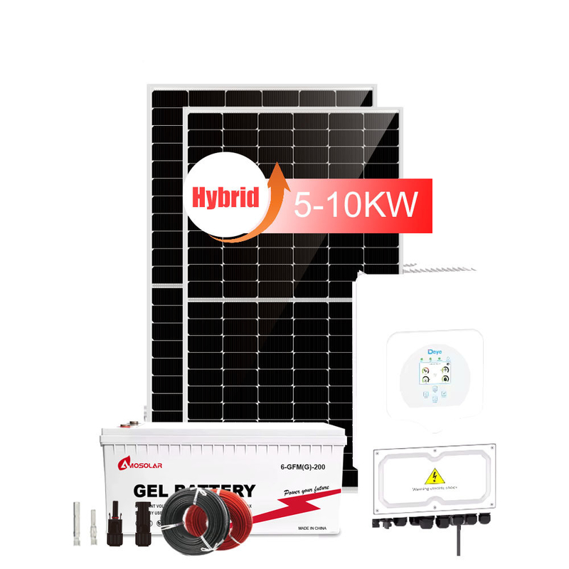Kit de sistema de energía solar híbrida para el hogar de 6kw con 3kw de red encendida y apagada y almacenamiento de energía eólica de 30kw
