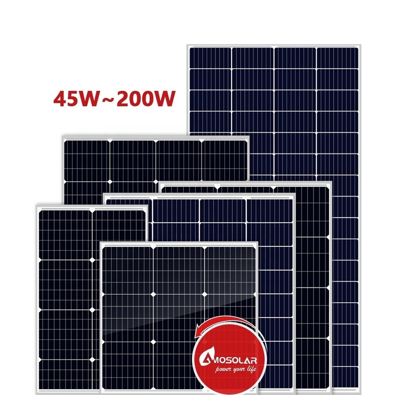 Panel solar mono Amosolar 55 Watt 100 Watt 150 Watt 200 Watt Lista con el certificado CE